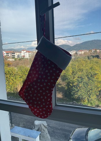 Kırmızı Kalp Desenli Yılbaşı Çorabı - Görsel 2