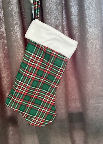 Renkli Ekose Desenli Yılbaşı Çorabı - Görsel 2