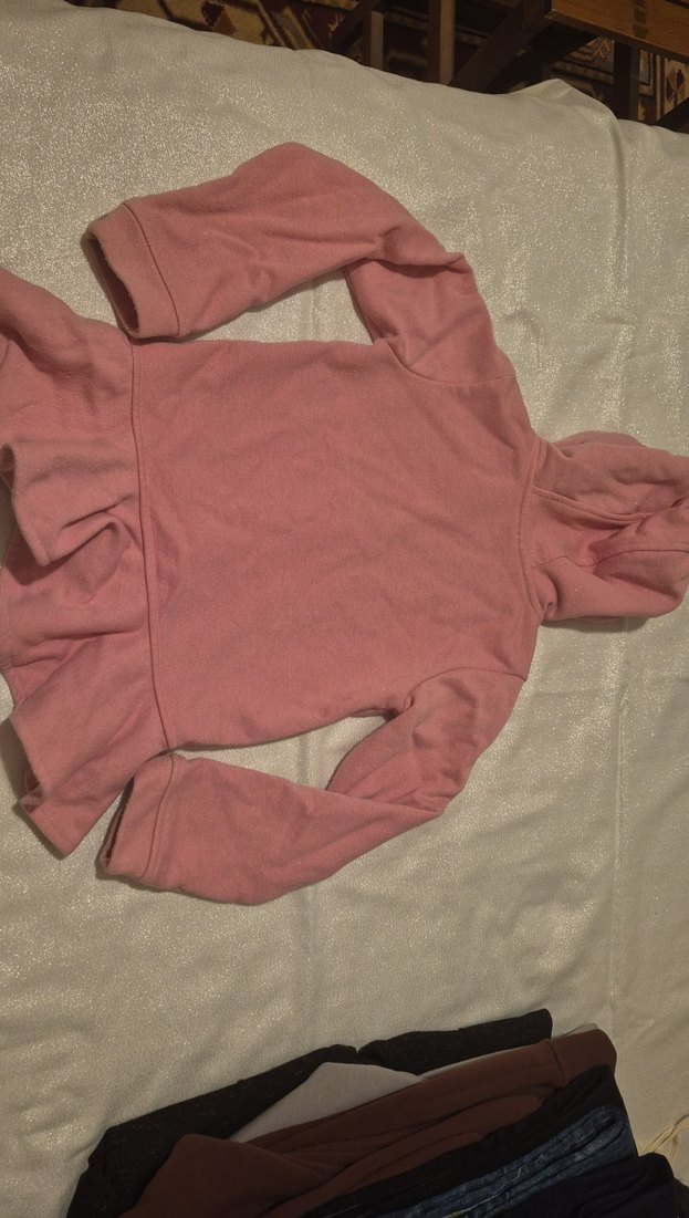 Kız Çocuk Pembe Kapüşonlu Fermuarlı Sweatshirt - Görsel 2