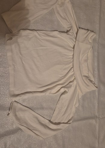 Bej Uzun Kollu Dar Kesim omzu açık  Kadın Bluz - Görsel 2