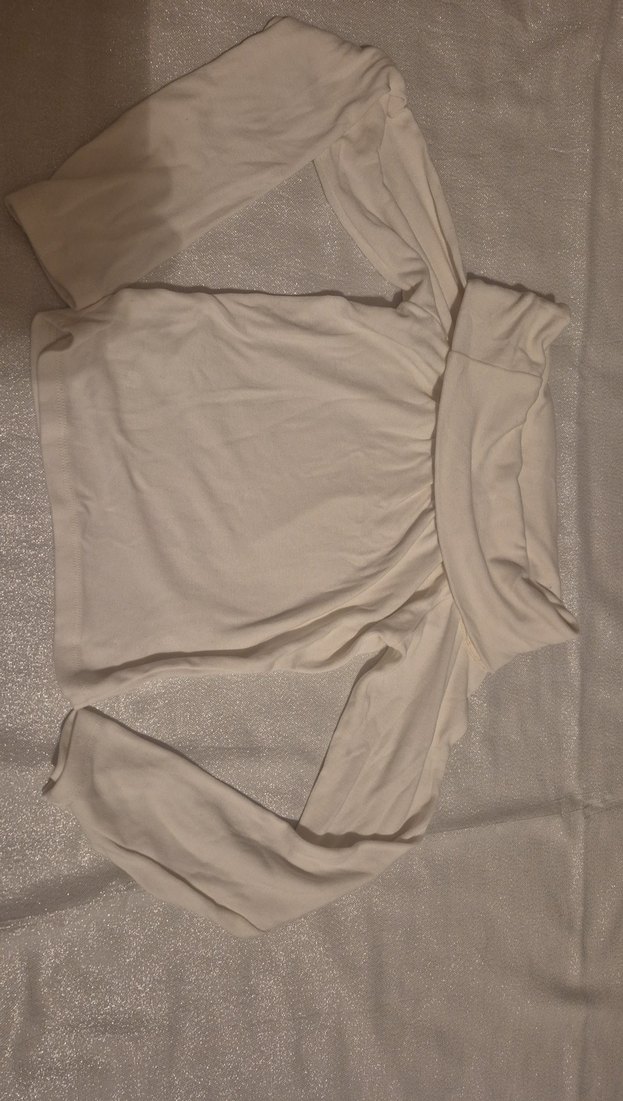 Bej Uzun Kollu Dar Kesim omzu açık  Kadın Bluz - Görsel 2