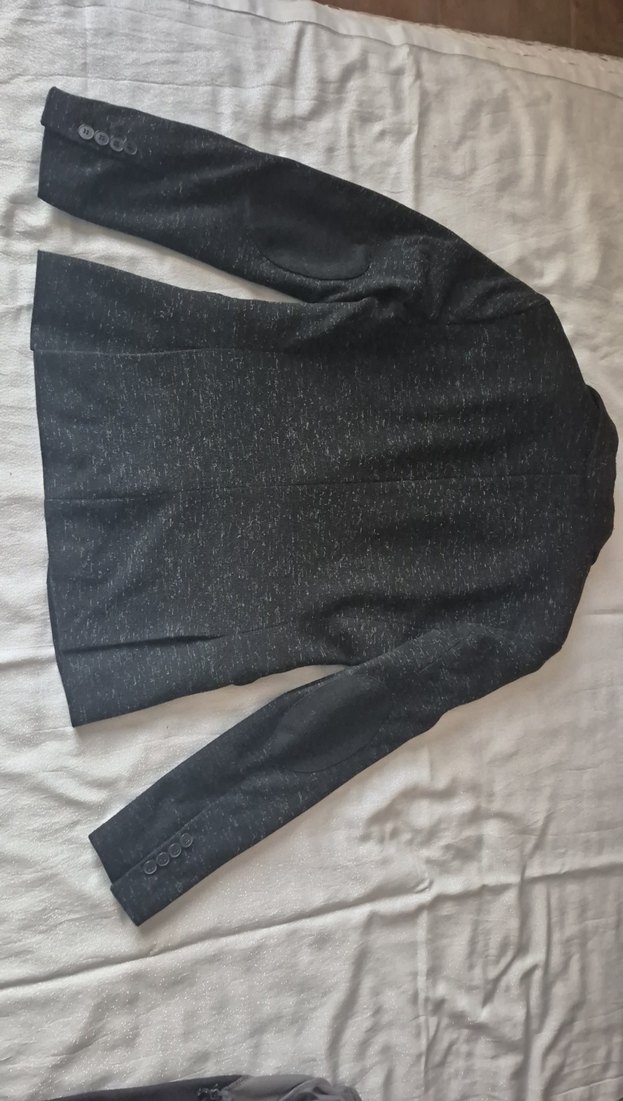 Düğmeli Gri Erkek Yün Ceket - Görsel 2