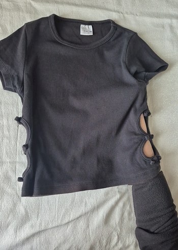 Kız Çocuk koyu gri Kısa Kollu Tişört - Görsel 2