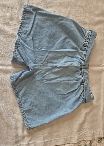 kız çocuk Mavi Mini Kot Şort Kemerli - Görsel 2