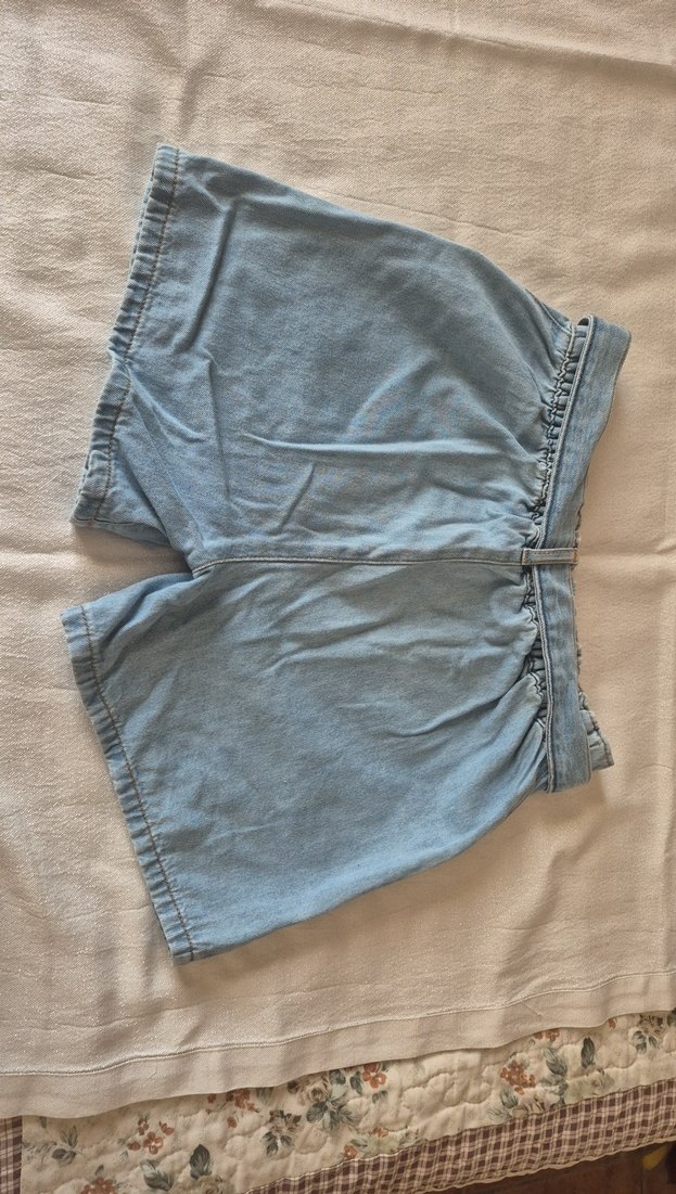 kız çocuk Mavi Mini Kot Şort Kemerli - Görsel 2