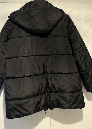 çift fermuarlı ve düğmeli kadın şişme mont - Görsel 4