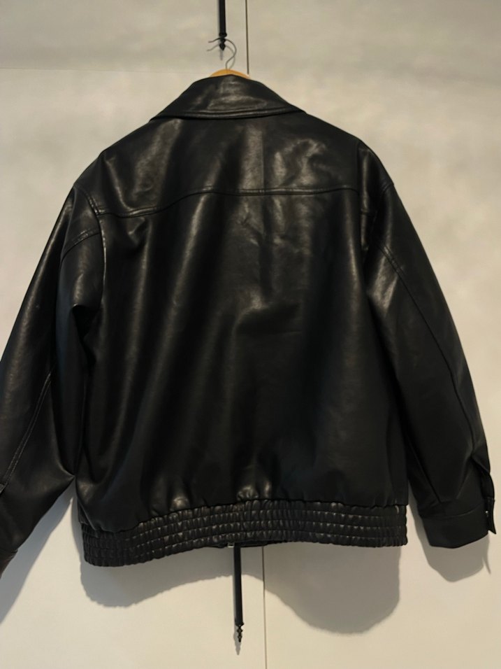 Siyah Kadın Deri Biker Ceket - Görsel 2