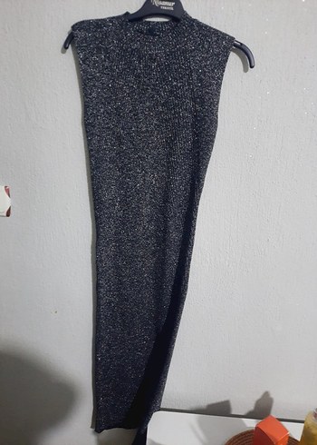 Gri Uzun Triko Kadın Elbise - Görsel 2