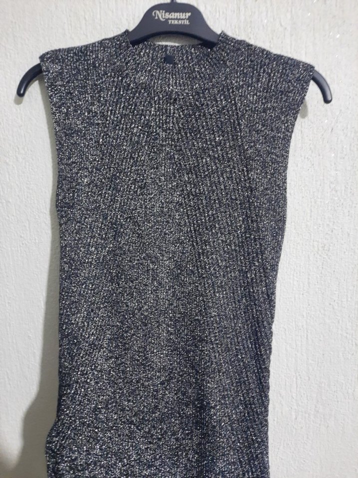 Gri Uzun Triko Kadın Elbise - Görsel 4