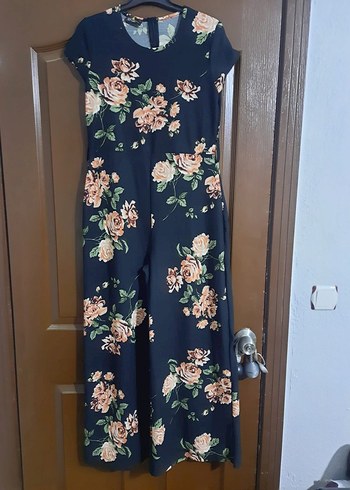 Çiçek Desenli Lacivert Hamile Tulum - Görsel 2