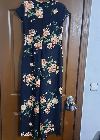 Çiçek Desenli Lacivert Hamile Tulum - Görsel 4