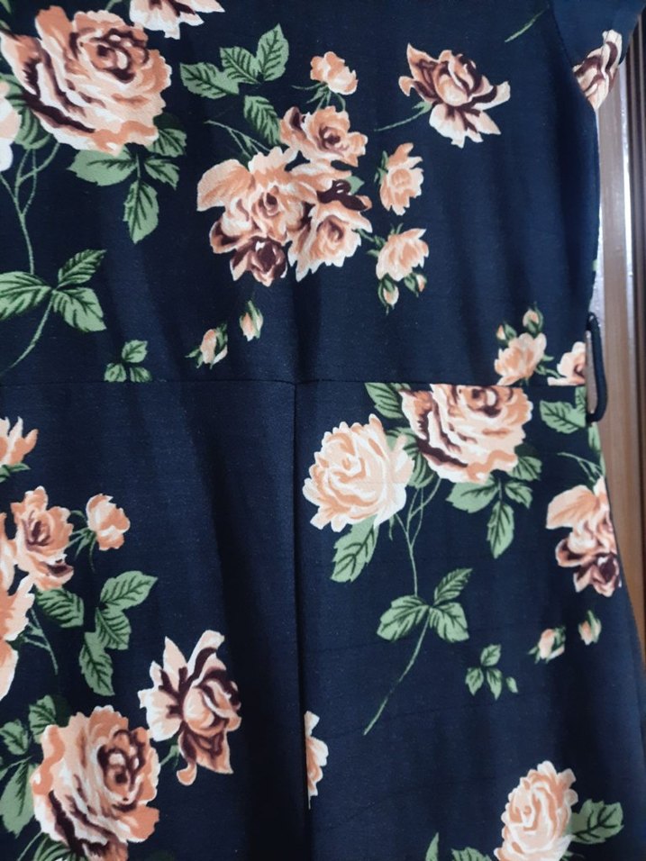 Çiçek Desenli Lacivert Hamile Tulum - Görsel 3