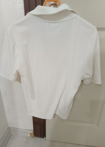 Düğmeli Beyaz Keten Kadın Gömlek - Görsel 7