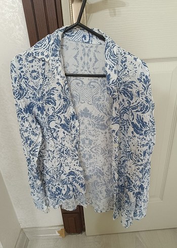 Bohem Uzun Kollu Mavi Gömlek - Görsel 5