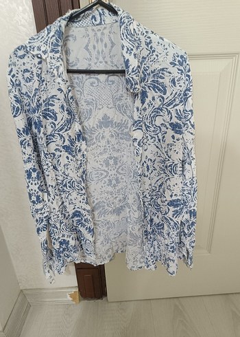 Bohem Uzun Kollu Mavi Gömlek - Görsel 6