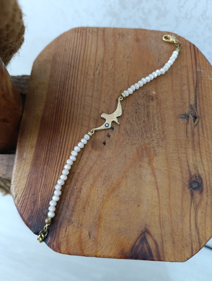 Beyaz Boncuklu Bohem Kadın Bileklik - Görsel 3