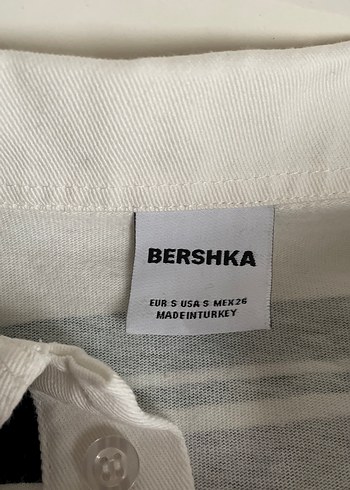 Kadın Beyaz Çizgili uzun Kollu Polo Tişört - Görsel 2