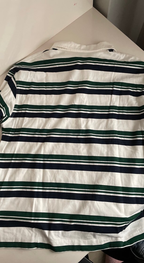 Kadın Beyaz Çizgili uzun Kollu Polo Tişört - Görsel 4