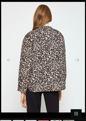 Kahverengi Leopar Desenli Kapitone Kadın Mont - Görsel 2