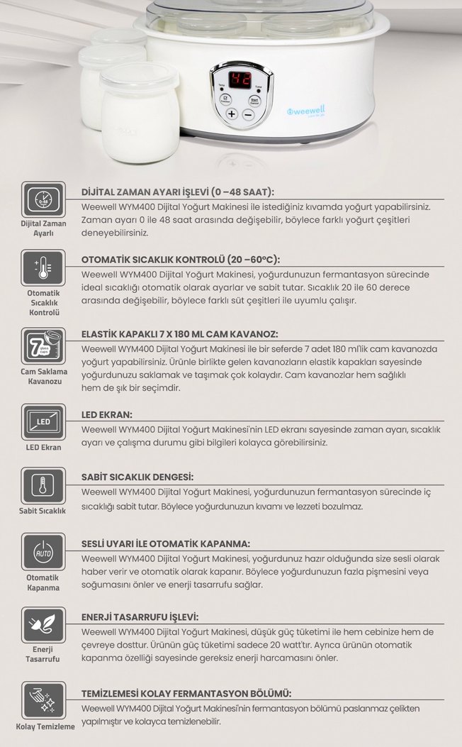 WEEWELL Yoğurt Yapma Makinesi - Görsel 2