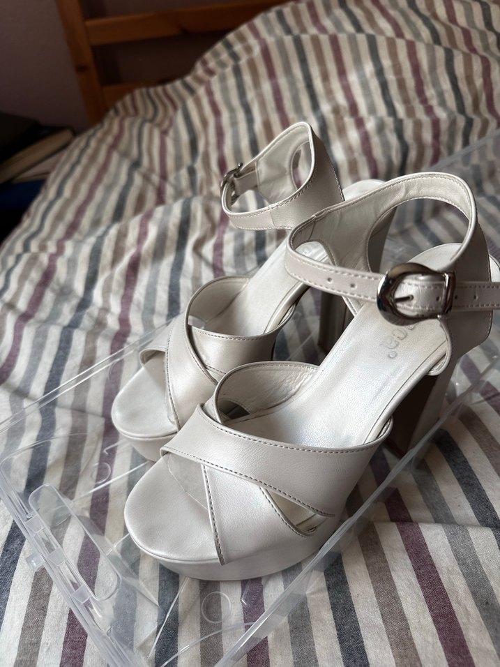 Beyaz Platform Topuklu Gelin Ayakkabı - Görsel 5