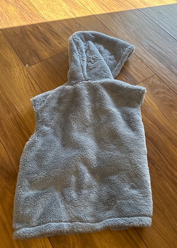 Kapüşonlu mavi kız çocuk yeleği - Görsel 2