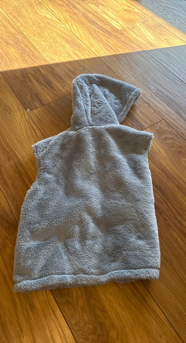 Kapüşonlu mavi kız çocuk yeleği - Görsel 2