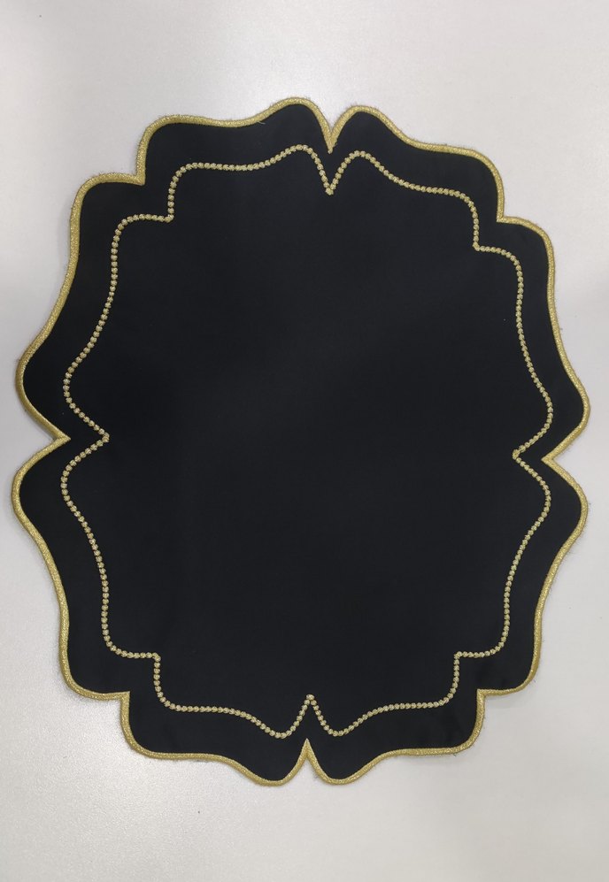 6 lı saten  Gold sim nakış işlemeli Amerikan servis takımı - Görsel 5