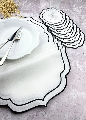 siyah  Nakışlı Beyaz Modern Klasik Amerikan Servisi - Görsel 2