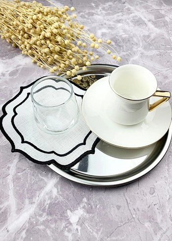 siyah  Nakışlı Beyaz Modern Klasik Amerikan Servisi - Görsel 3