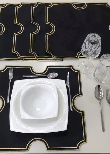 6 lı Modern Klasik Gold sim nakış İşlemeli Amerikan Servis - Görsel 4