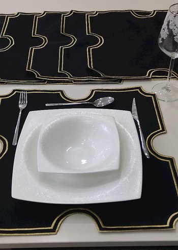 6 lı Modern Klasik Gold sim nakış İşlemeli Amerikan Servis - Görsel 3