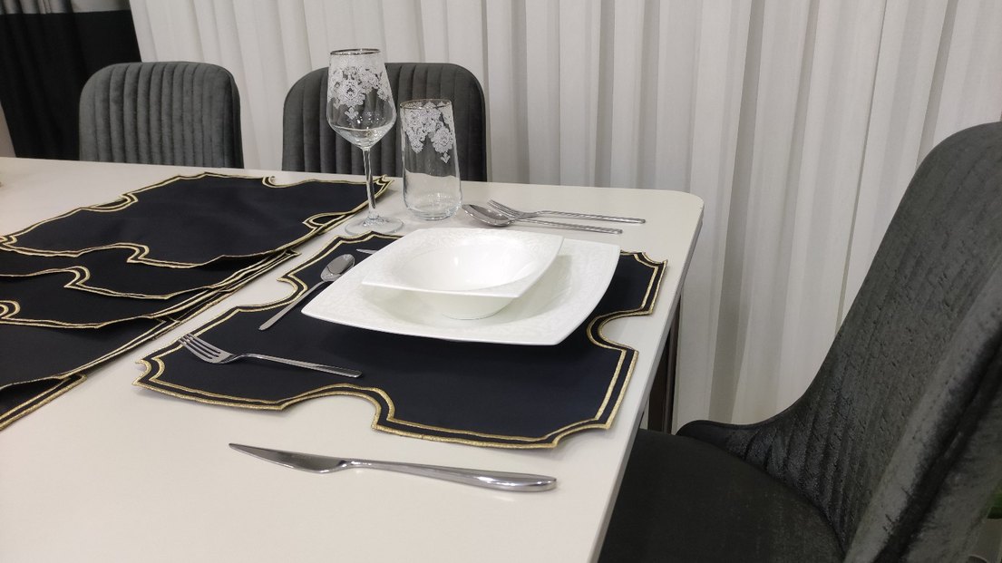 6 lı Modern Klasik Gold sim nakış İşlemeli Amerikan Servis - Görsel 2