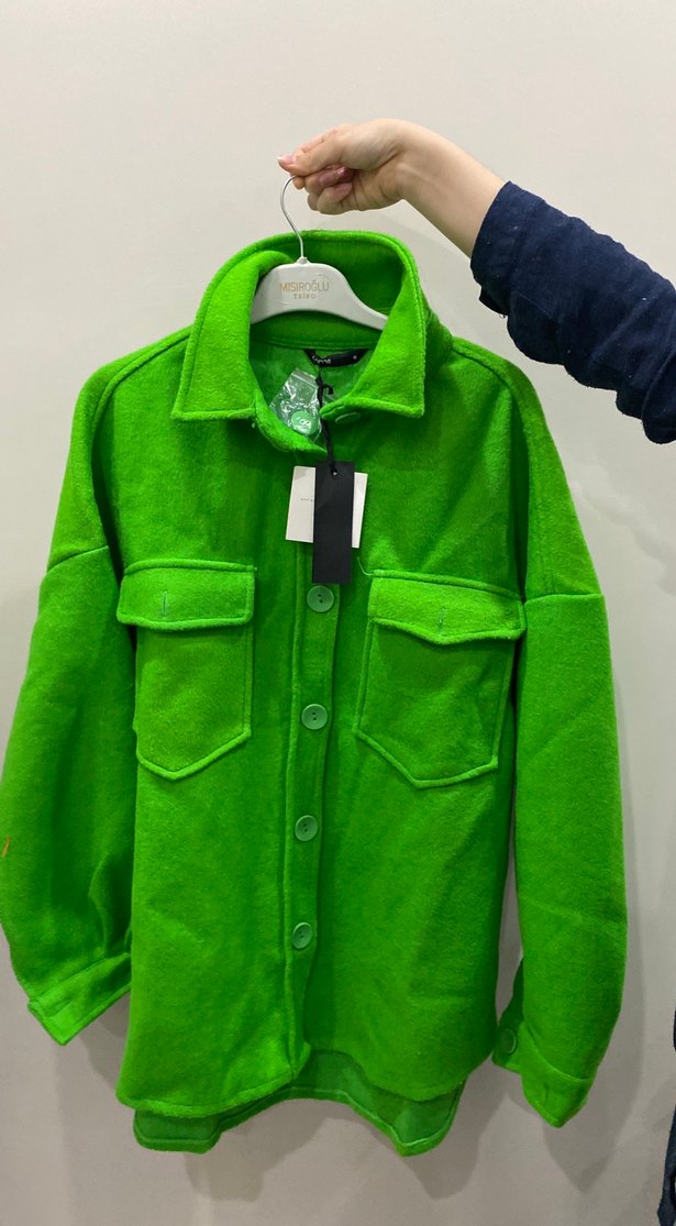 Yeşil Düğmeli Kadın Polar Ceket - Görsel 2