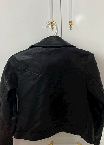 Siyah Deri Kadın Biker Ceket - Görsel 5