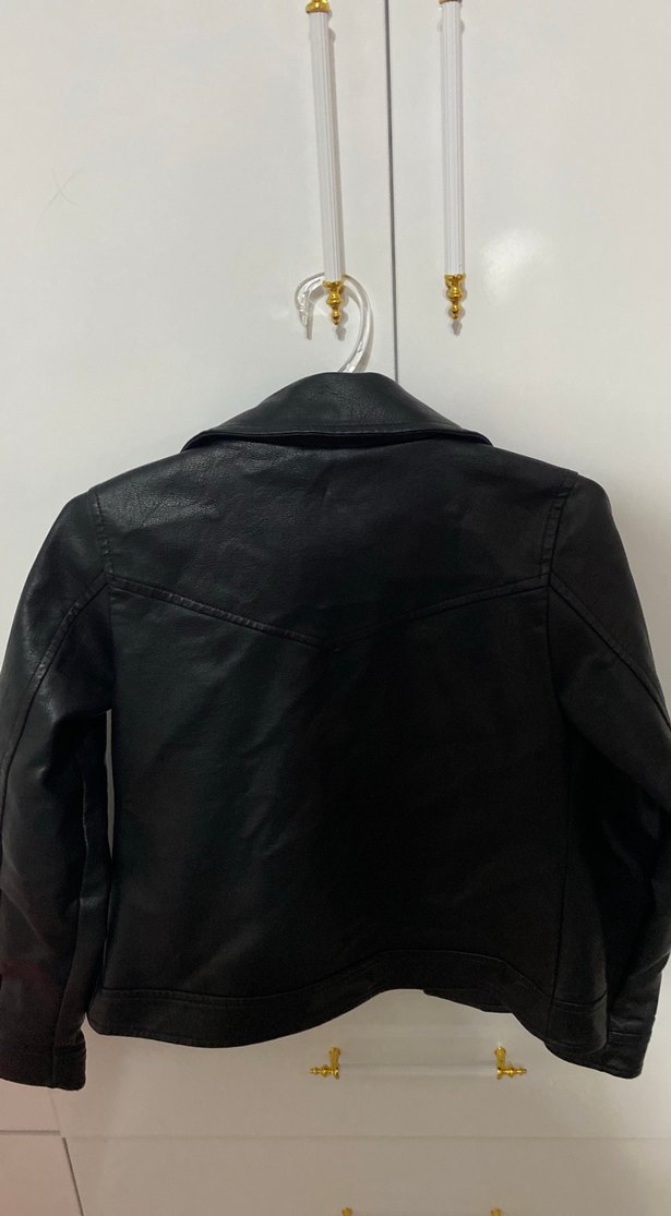 Siyah Deri Kadın Biker Ceket - Görsel 5