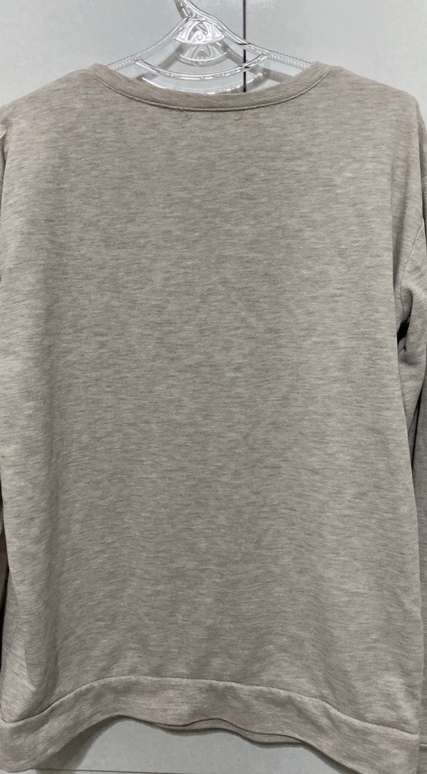 Bej Baskılı Kadın Uzun Kollu Sweatshirt - Görsel 4