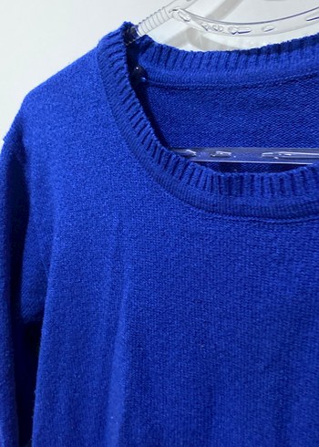 Mavi Kadın Yün Kazak, Bisiklet Yaka, İnce Örgü - Görsel 3