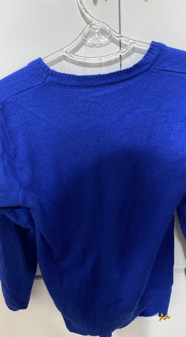 Mavi Kadın Yün Kazak, Bisiklet Yaka, İnce Örgü - Görsel 2