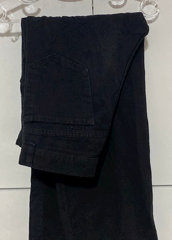 Düğmeli Siyah Kadın Denim Pantolon - Görsel 2