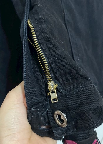 Düğmeli Siyah Kadın Denim Pantolon - Görsel 5