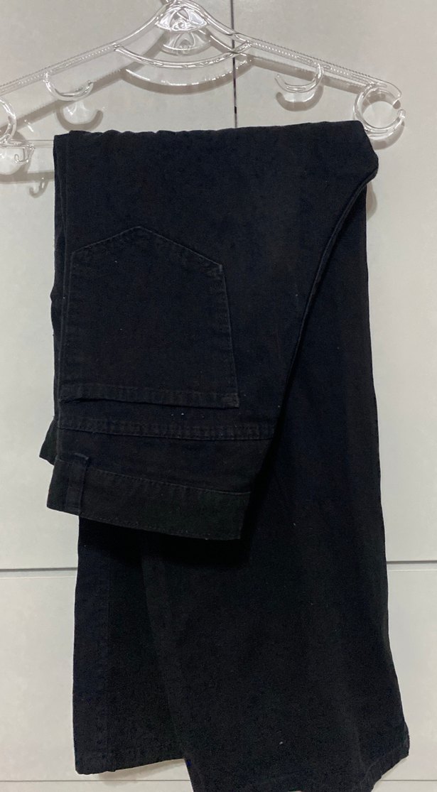 Düğmeli Siyah Kadın Denim Pantolon - Görsel 2