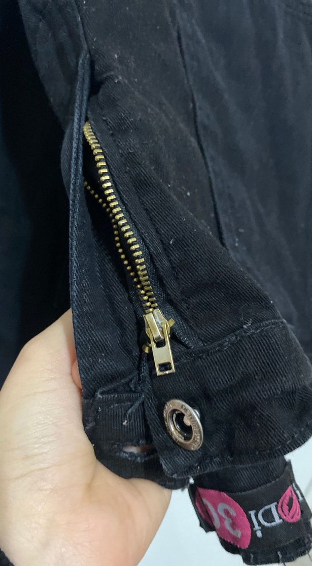 Düğmeli Siyah Kadın Denim Pantolon - Görsel 5