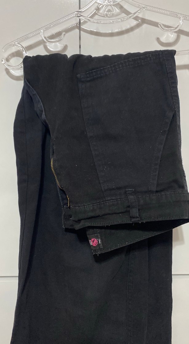 Düğmeli Siyah Kadın Denim Pantolon - Görsel 4