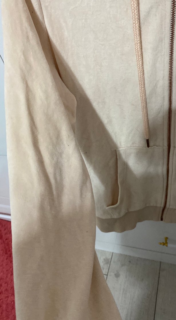 Bej Süet Fermuarlı Kadın Kapşon - Görsel 3