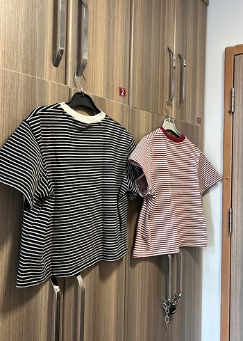 Kız Çocuk Çizgili Nakışlı Kısa Kollu Tişört - Görsel 6