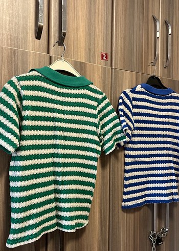 Kadın Renkli Çizgili Örgü Kısa Kollu Kazak - Görsel 5