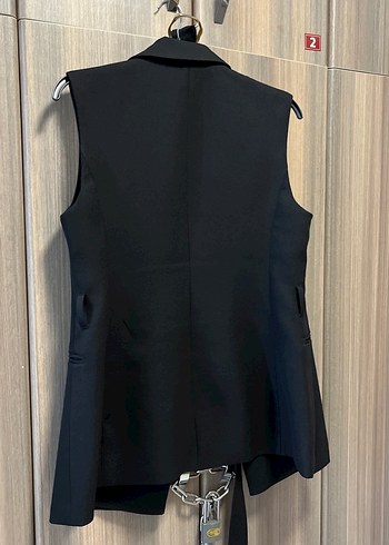 Kadın Siyah Kemerli Uzun Yelek - Görsel 4