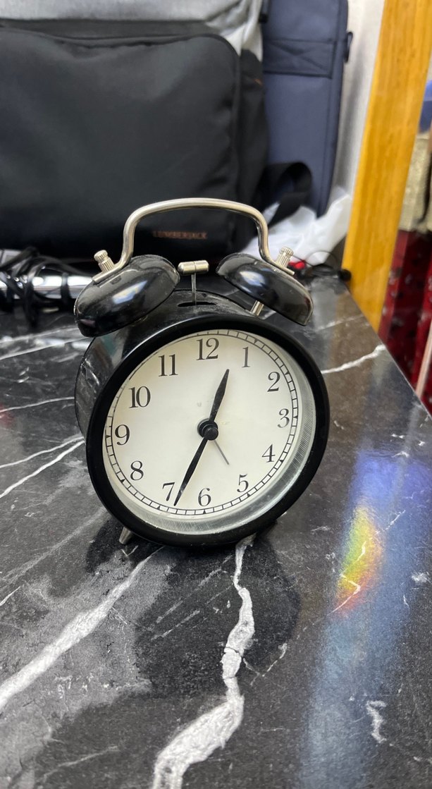 Siyah Çift Zilli Masa Saati - Görsel 2