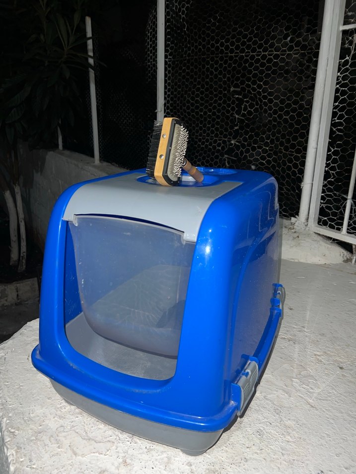 Mavi Kapaklı Kedi Tuvalet Kabı ve Kürek - Görsel 2